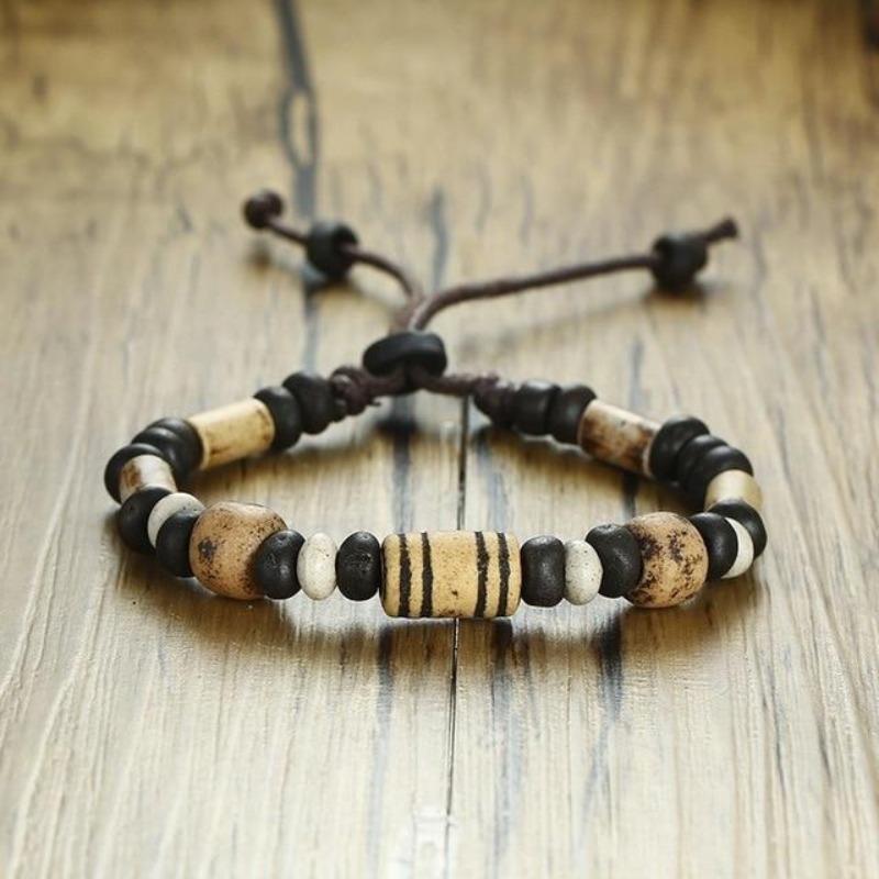 Natural Stone Beaded Bracelets for and / Adjustable Length Multi Color Beads