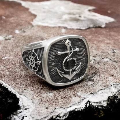 Navy Anchor Sterling Silver Marine Ring