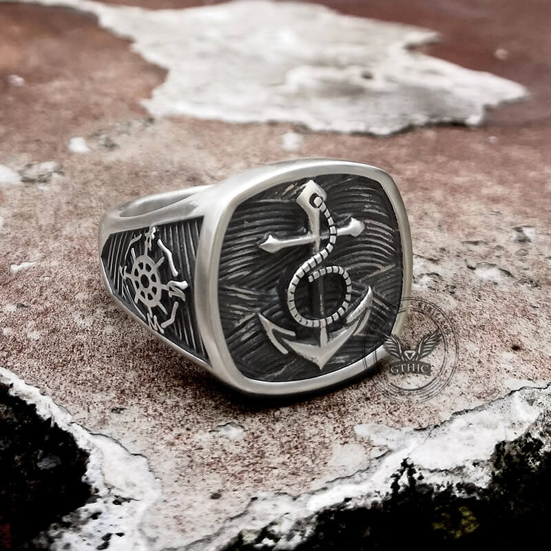 Navy Anchor Sterling Silver Marine Ring
