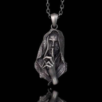 No Speak Sterling Silver Witch Pendant
