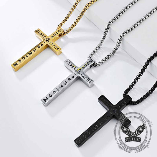 Nordic Celtic Knot Rune Stainless Steel Cross Pendant