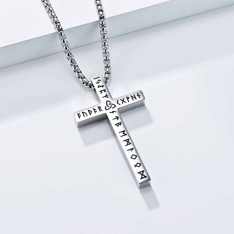 Nordic Celtic Knot Rune Stainless Steel Cross Pendant