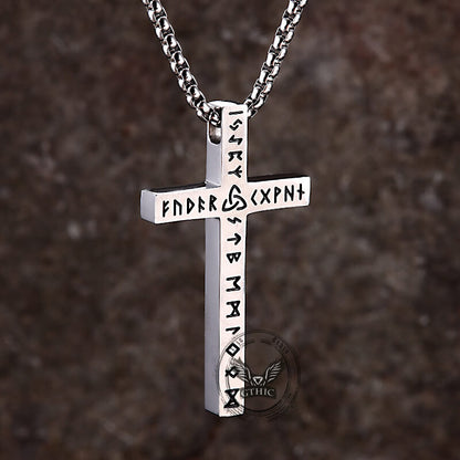Nordic Celtic Knot Rune Stainless Steel Cross Pendant