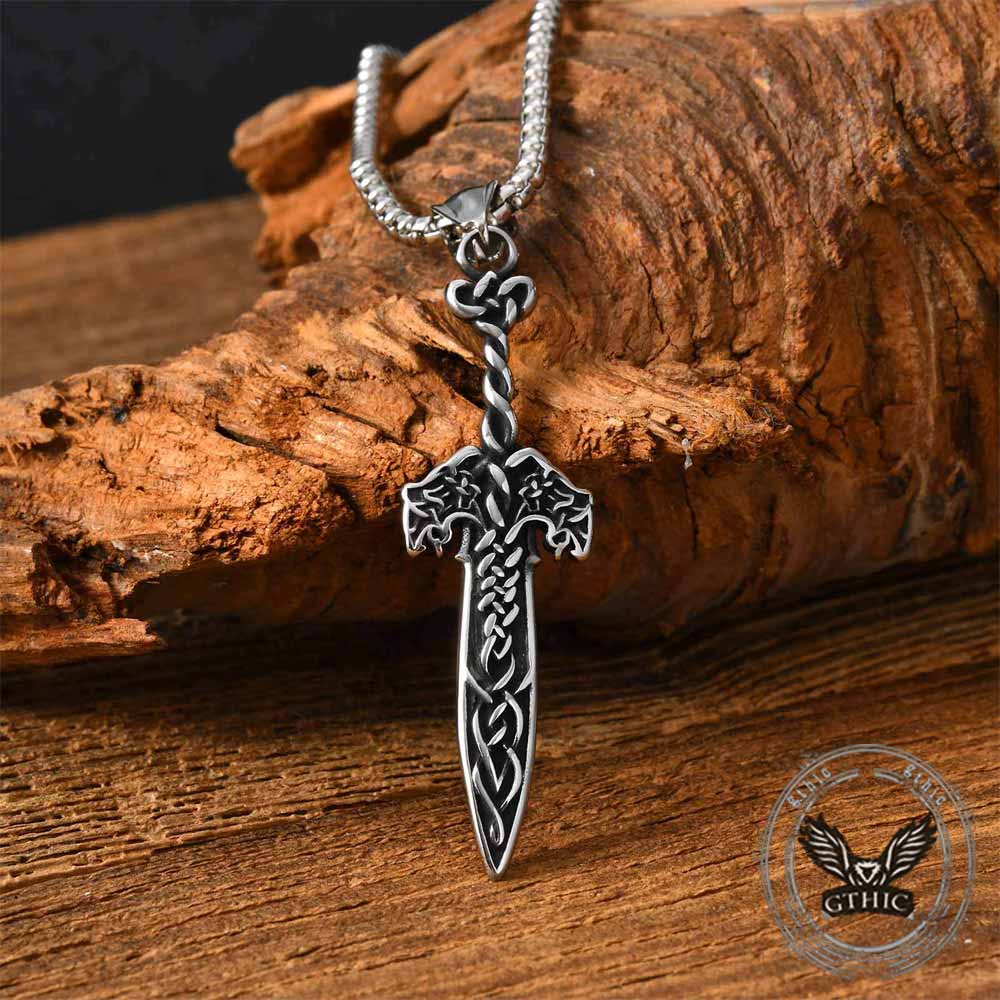 Nordic Celtic Knot Sword Stainless Steel Pendant
