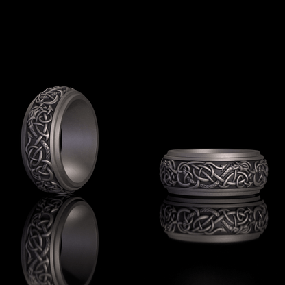 Nordic Dragon Sterling Silver Viking Spinner Ring