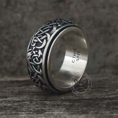 Nordic Dragon Sterling Silver Viking Spinner Ring