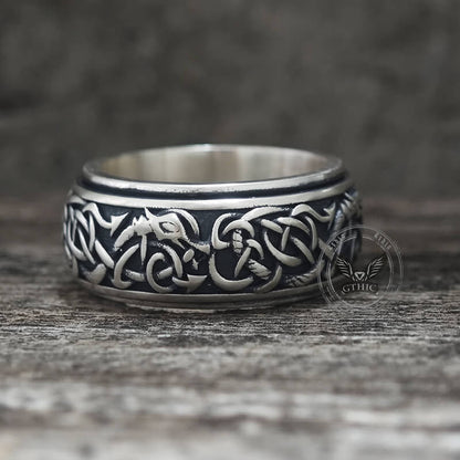 Nordic Dragon Sterling Silver Viking Spinner Ring