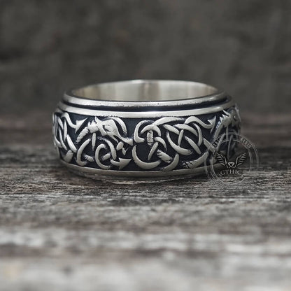 Nordic Dragon Sterling Silver Viking Spinner Ring