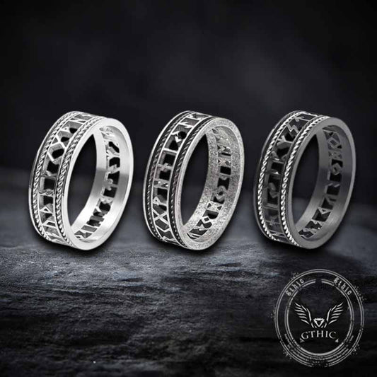 Nordic Openwork Viking Runes Stainless Steel Ring
