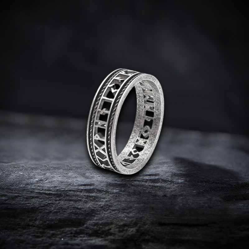 Nordic Openwork Viking Runes Stainless Steel Ring