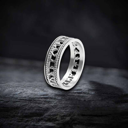 Nordic Openwork Viking Runes Stainless Steel Ring