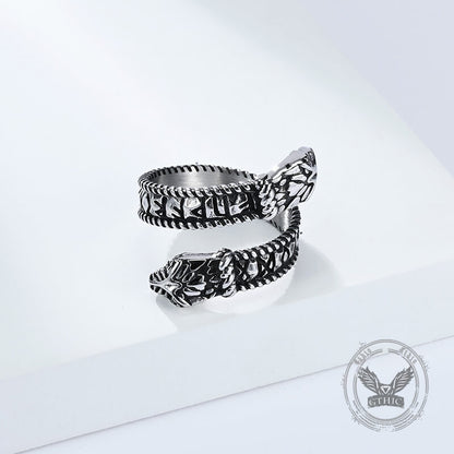 Nordic Two-headed Snake Stainless Steel Viking Open Ring