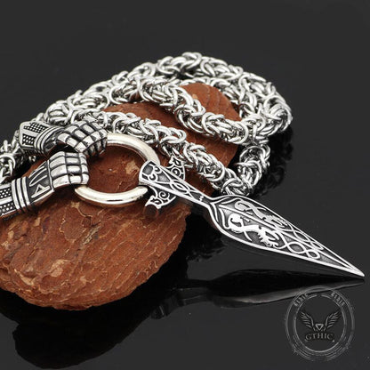 Norse Mjolnir Rune Sword Stainless Steel Viking Pendant
