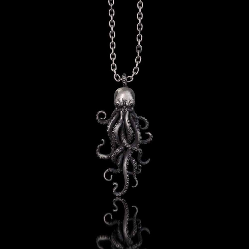 Octopus Skull Gothic Sterling Silver Pendant