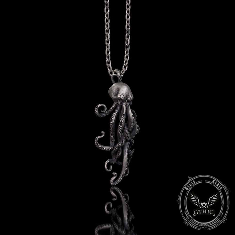 Octopus Skull Gothic Sterling Silver Pendant