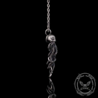 Octopus Skull Gothic Sterling Silver Pendant