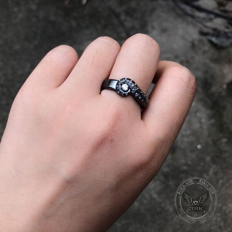 Octopus Tentacle Sterling Silver Gothic Ring
