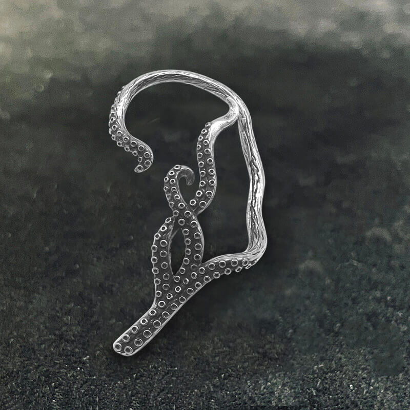 Octopus Tentacles Stainless Steel Ear Cuffs