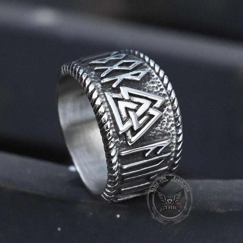 Odin Runes Valknut 316l Stainless Steel Viking Ring