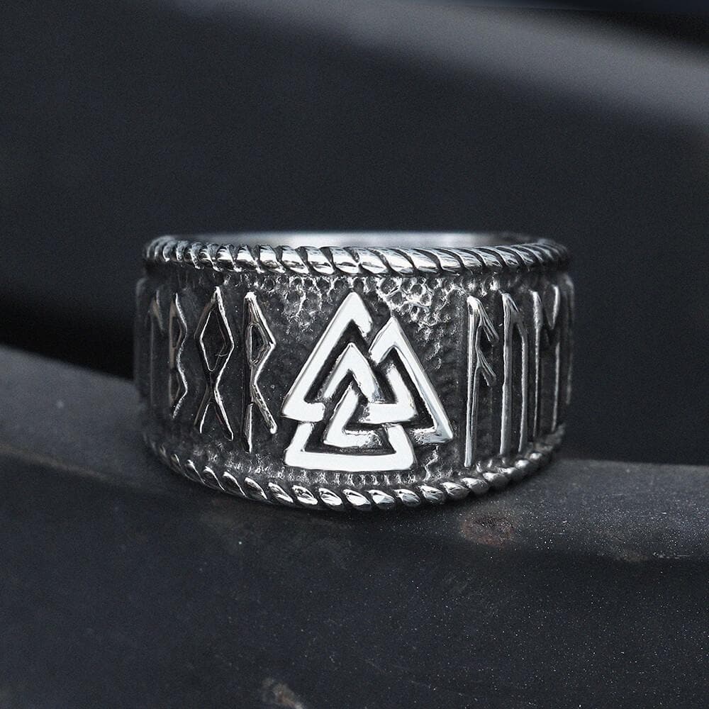 Odin Runes Valknut 316l Stainless Steel Viking Ring