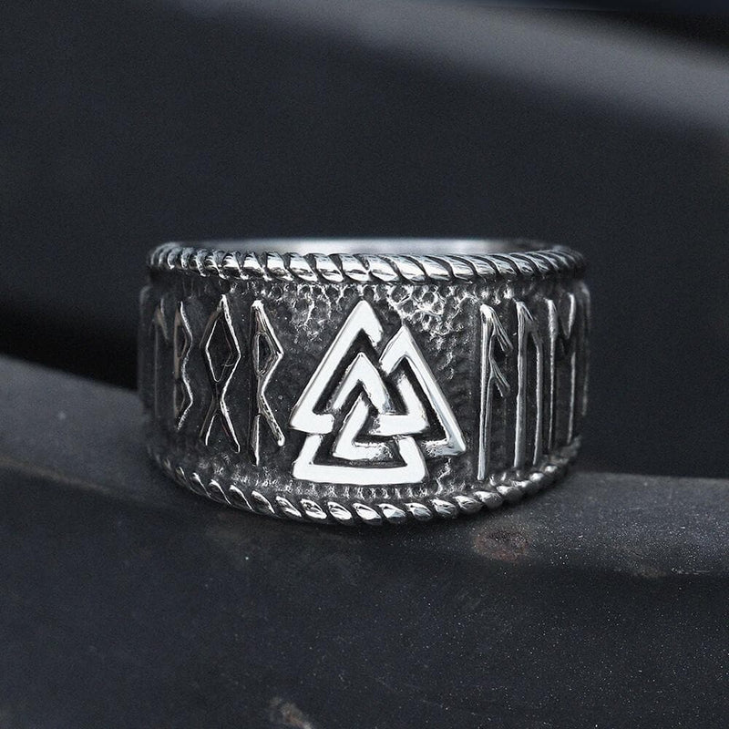 Odin Runes Valknut 316l Stainless Steel Viking Ring