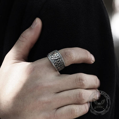 Odin Runes Valknut 316l Stainless Steel Viking Ring