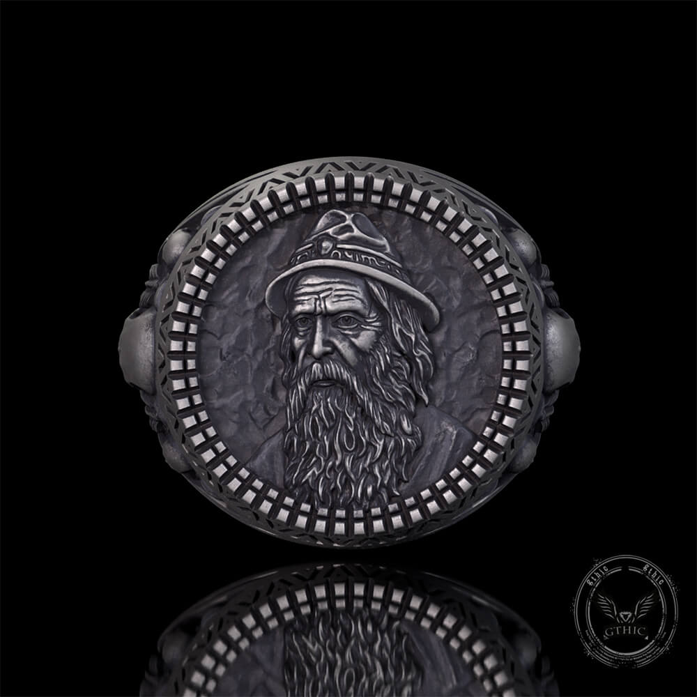 Odin Skull Feather Gothic Sterling Silver Ring