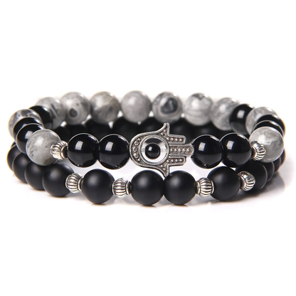Onyx Stone Bracelet for and / Stylish Bangle of Beaded