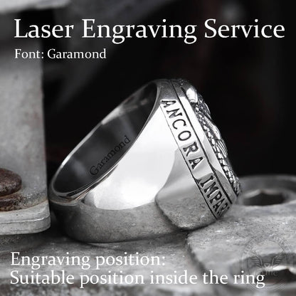 Owl and Ouroboros Stainless Steel Ring