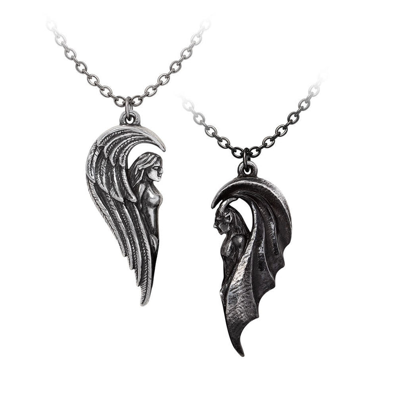Dark Chemical Companions Angel and Demon Pendant Necklace by Alchemy Gothic