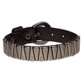 Modern Gothic Gunmetal Steel Triangles Black Leather Bracelet