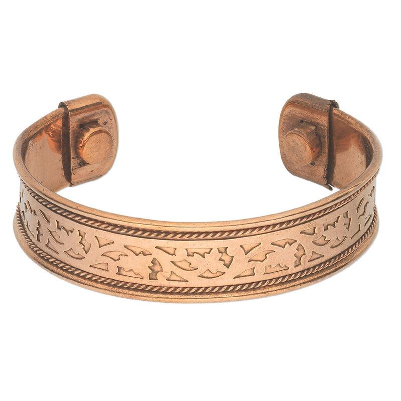 Adjustable Magnetic Pure Copper Cuff Bracelet With Cutout Design