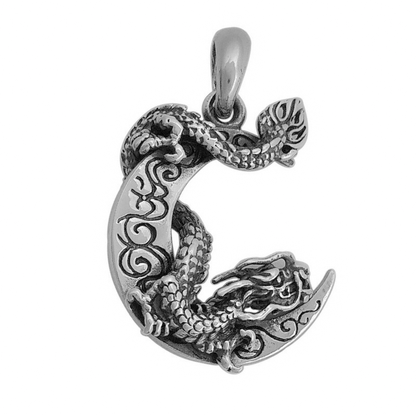 Pendant Dragon on Moon With S925 Sterling Silver / Jewelry for and