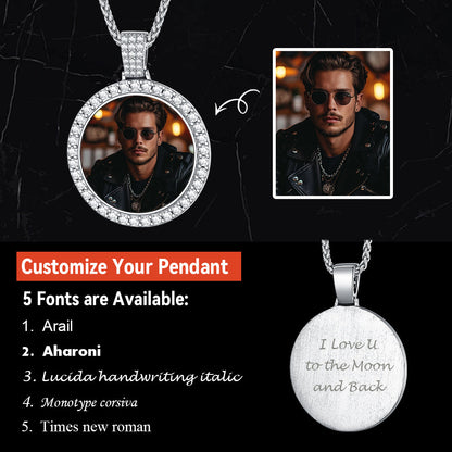Sterling Silver Customized Cz Picture Necklace Memorial Pendant for