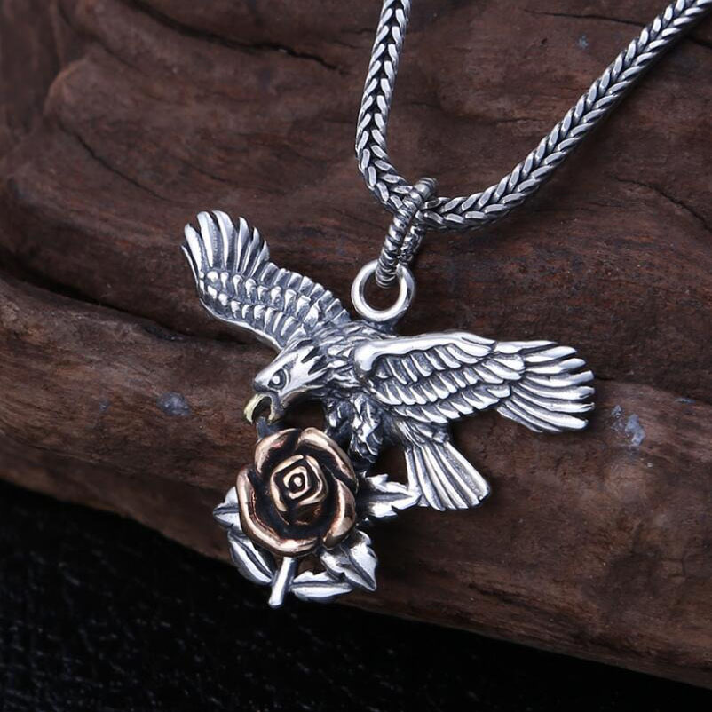 Pendant Rose and Eagle of 925 Sterling Silver / Jewelry