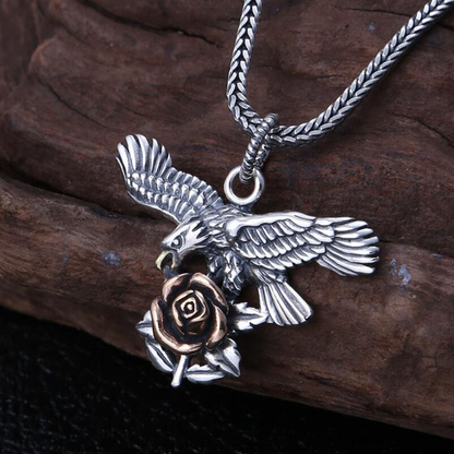 Pendant Rose and Eagle of 925 Sterling Silver / Jewelry