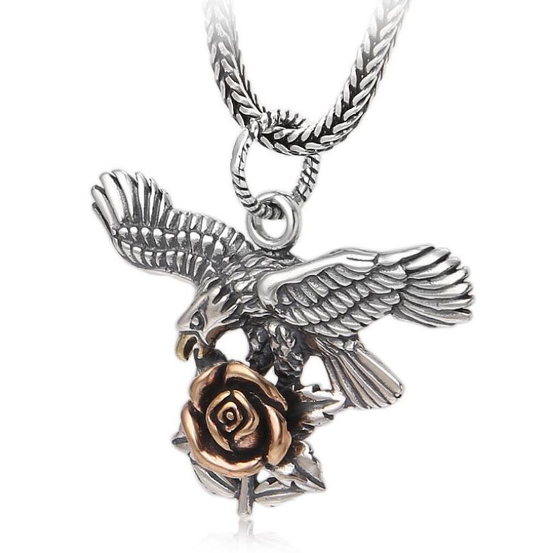 Pendant Rose and Eagle of 925 Sterling Silver / Jewelry