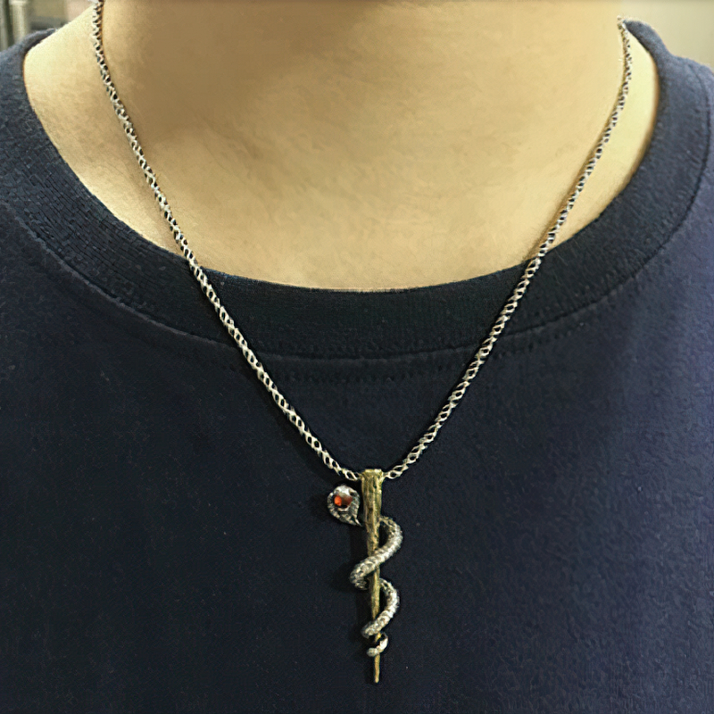 Pendant With Cobra of Real S925 Sterling Silver / Alternative Jewerly