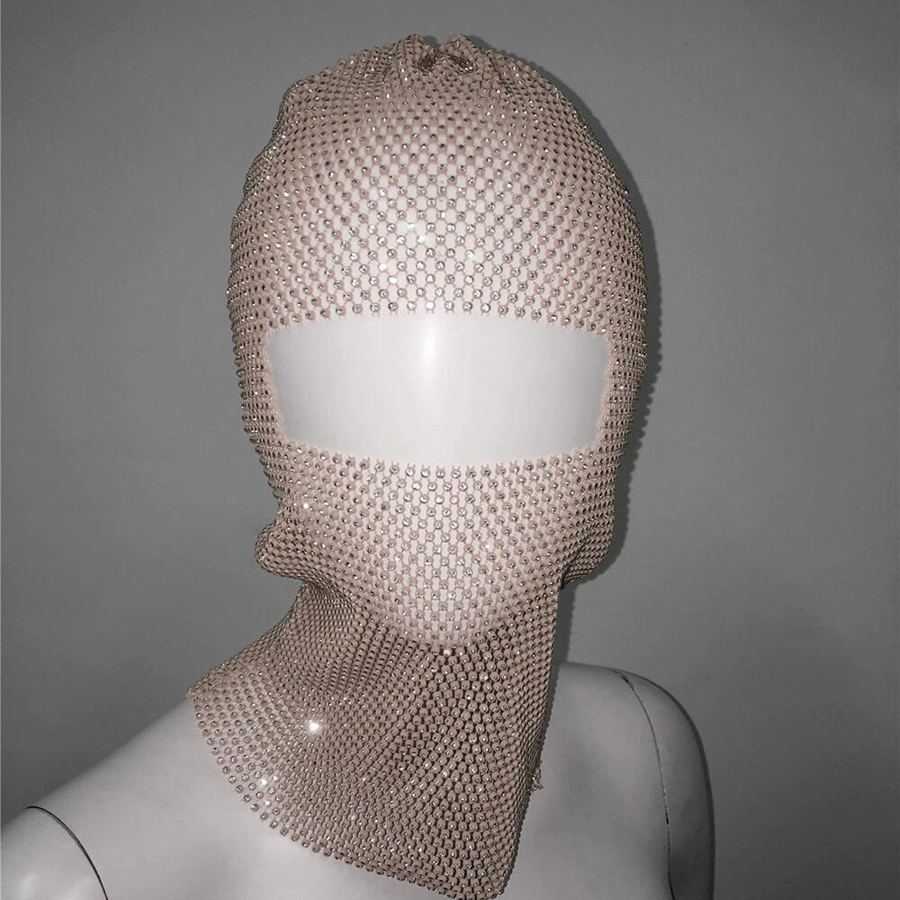 Personalized Fishnet Rhinestone Elastic Cycling Mask