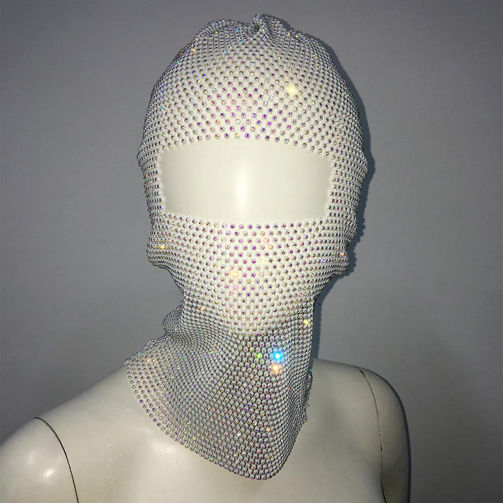 Personalized Fishnet Rhinestone Elastic Cycling Mask