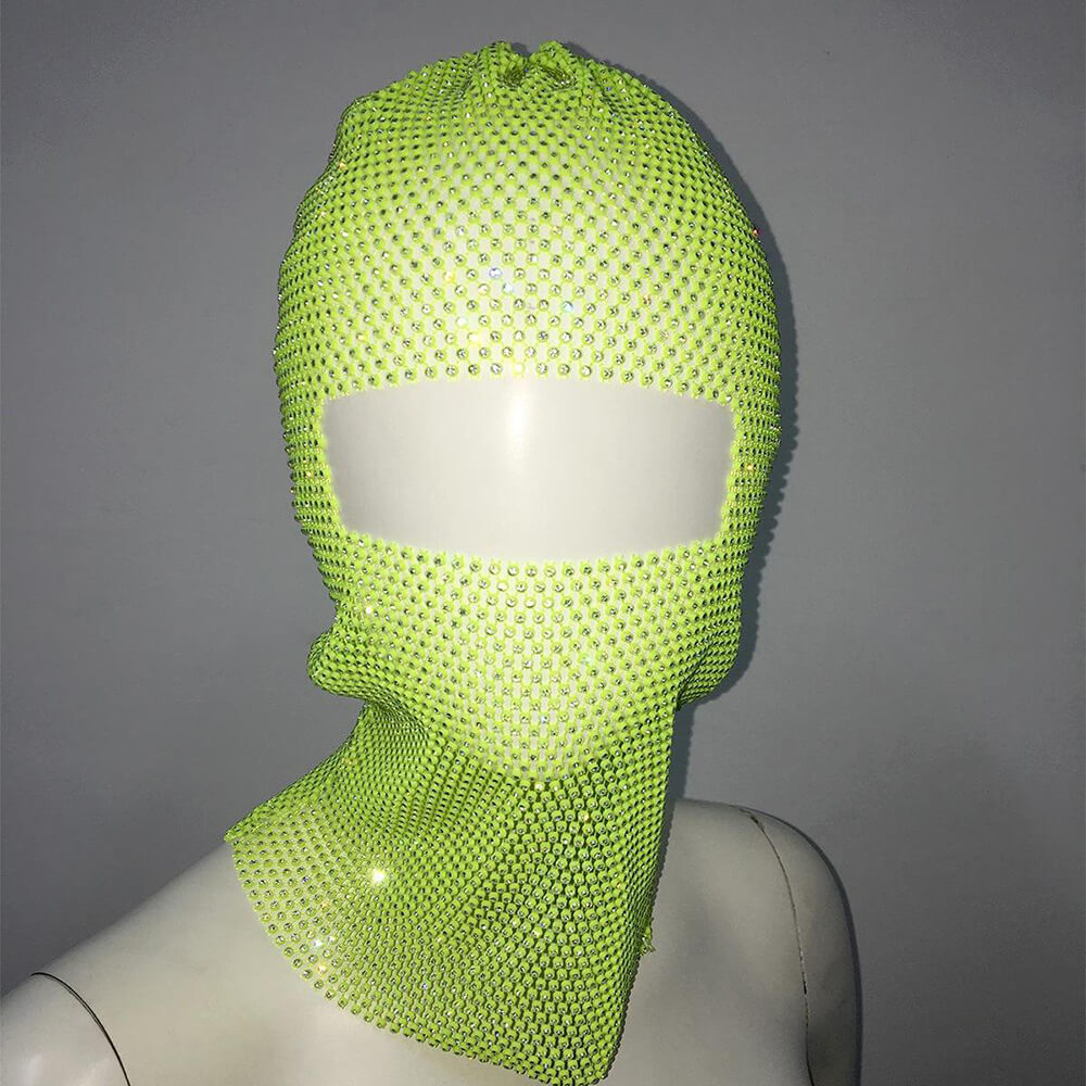 Personalized Fishnet Rhinestone Elastic Cycling Mask