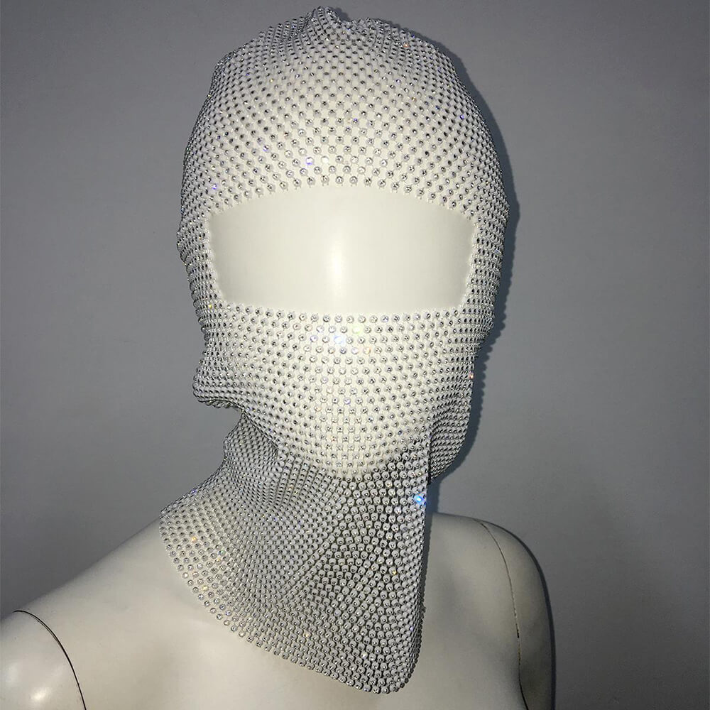 Personalized Fishnet Rhinestone Elastic Cycling Mask