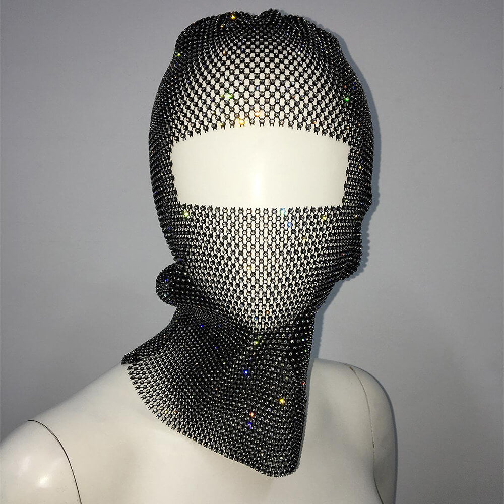 Personalized Fishnet Rhinestone Elastic Cycling Mask