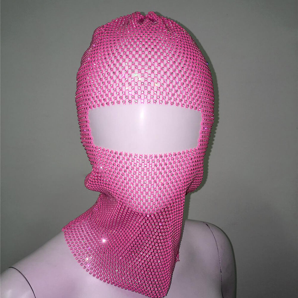 Personalized Fishnet Rhinestone Elastic Cycling Mask