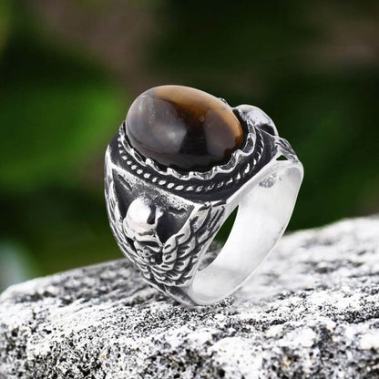 Personalized Turquoise Stainless Steel Skull Ring