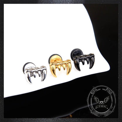 Personalized Wolf Tooth Stainless Steel Animal Earrings