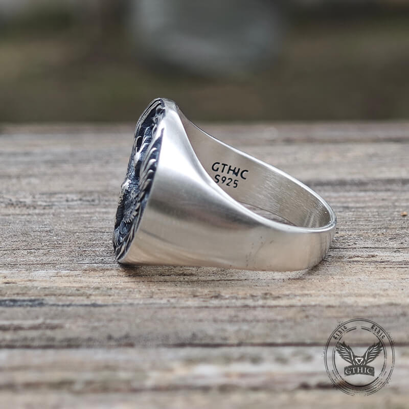 Phoenix Flame Pattern Sterling Silver Ring