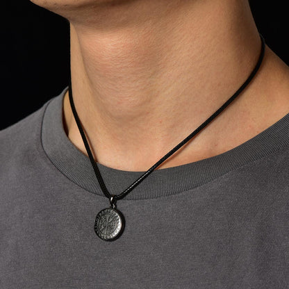 Personalized Photo Locket Necklace With Viking Compass for