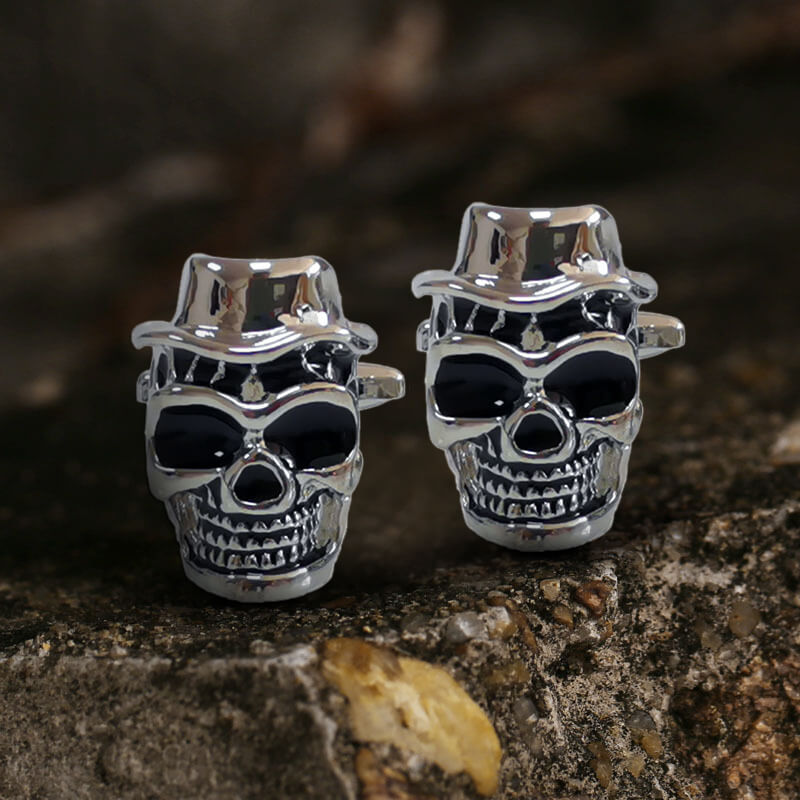 Pirate With Hat Brass Skull Cufflinks
