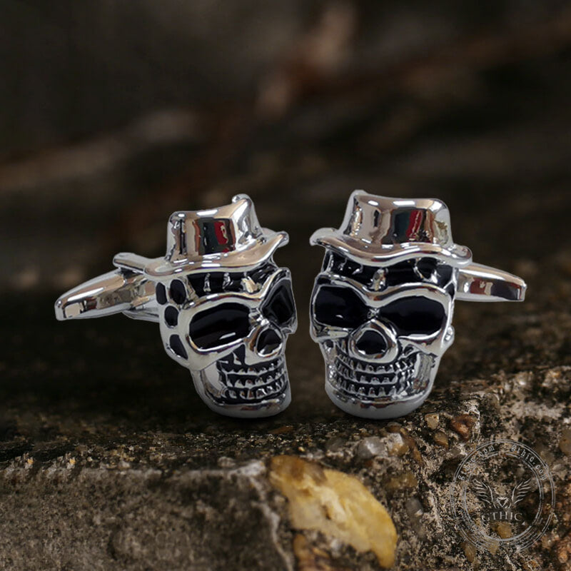 Pirate With Hat Brass Skull Cufflinks